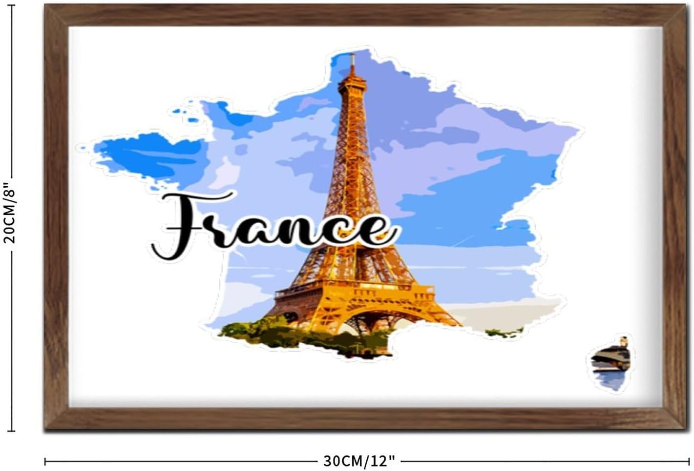 France Framed Wood Sign Plaque Wall Art Decor