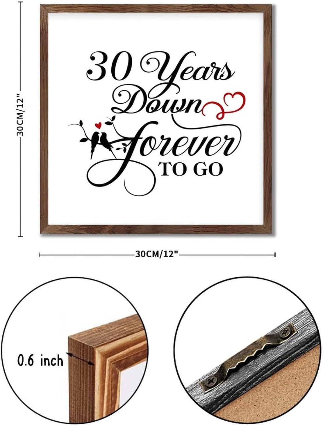 30 Years Down Forever to Go Wedding Anniversary Wood Sign