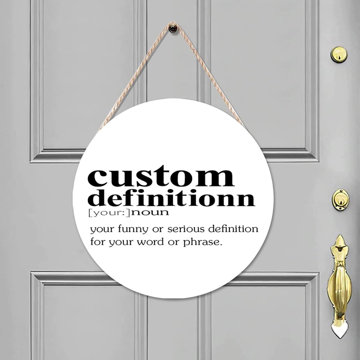 Funny Noun Dictionary Custom Round Wood Wall Sign