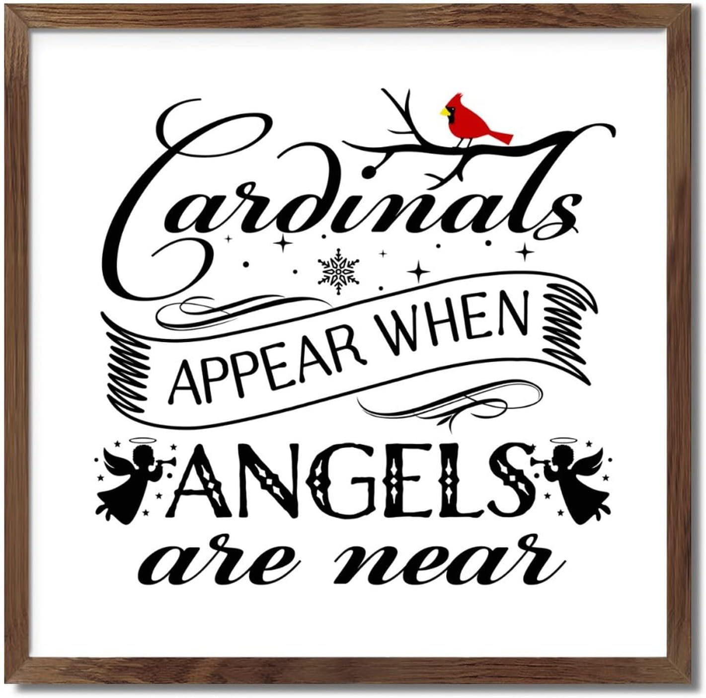 Christmas Farmhouse Decor Red Birds Framed Wood Sign