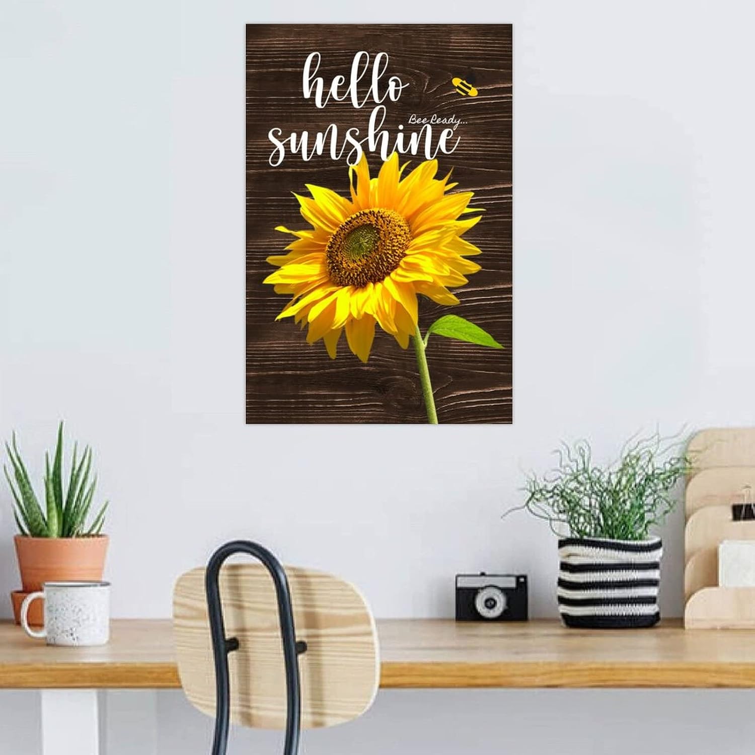 Hello Sunshine Sunflower Wall Art Decor Sign for Dad