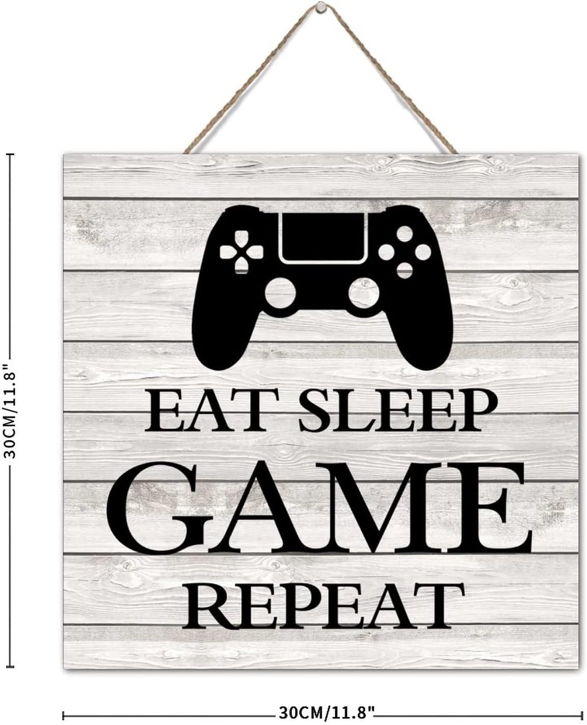 Hanging Signs Eat Sleep Game Repeat Wooden Wall Art