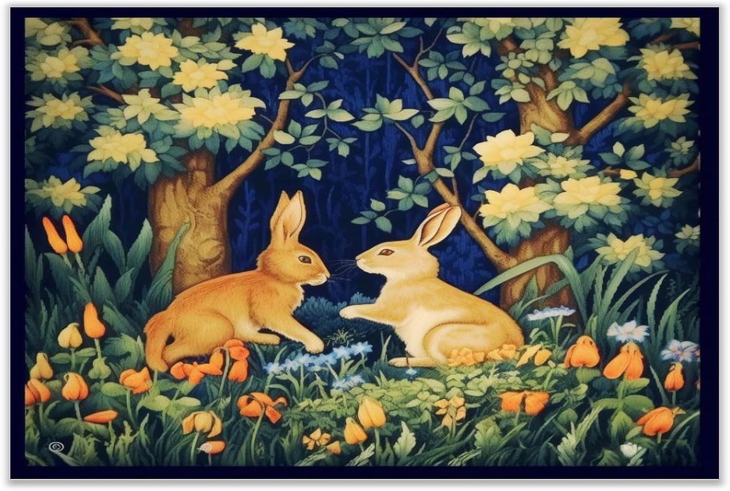 Rabbit Forest Hares Wood Wall Sign 12x18 Inch 1