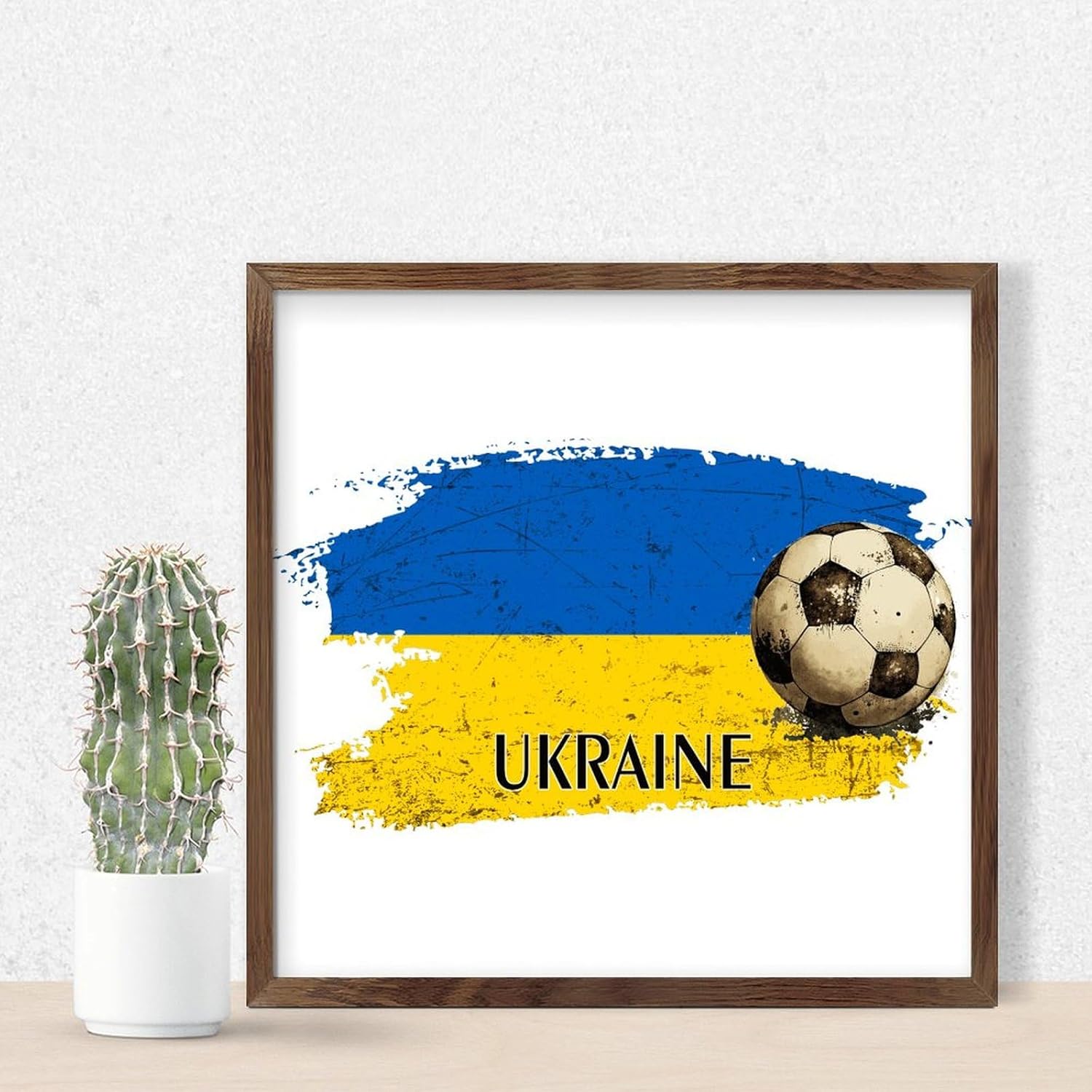 Funny Football Theme Wall Art Sign Ukraine America Flags 7x7