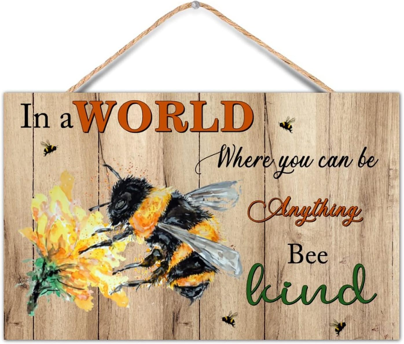 Inspirational Bee Wall Art 12x20 Inch Decor Sign