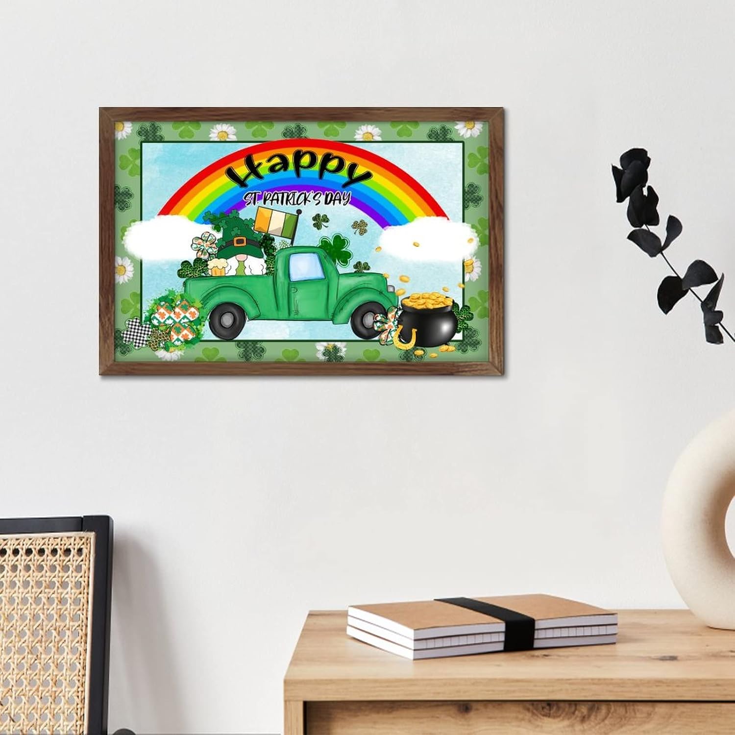 Personalized Wooden Wall Sign St Patricks Day Green Shamrock Decor