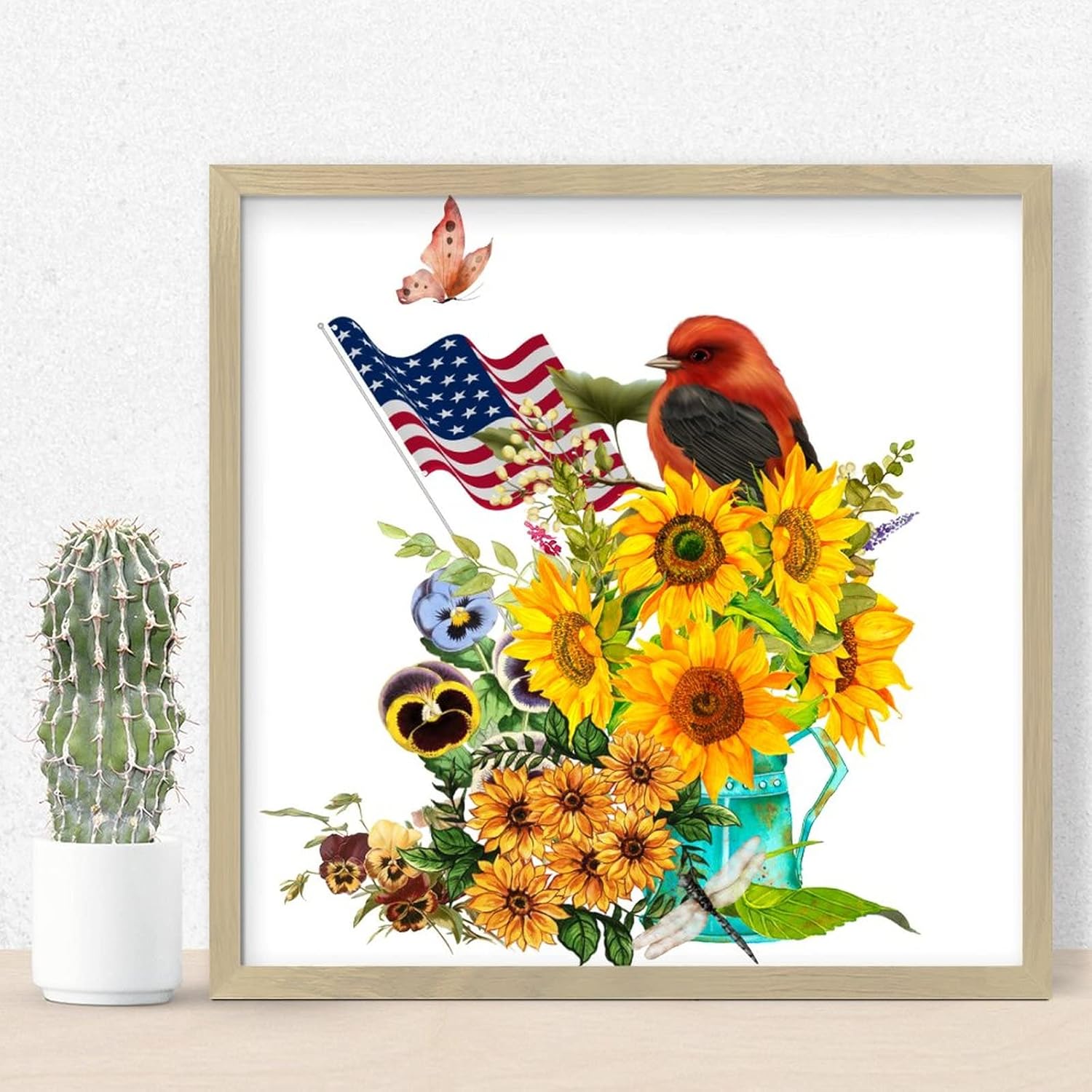 4th of July Patriotic Wall Decor Sign with Wood Frame