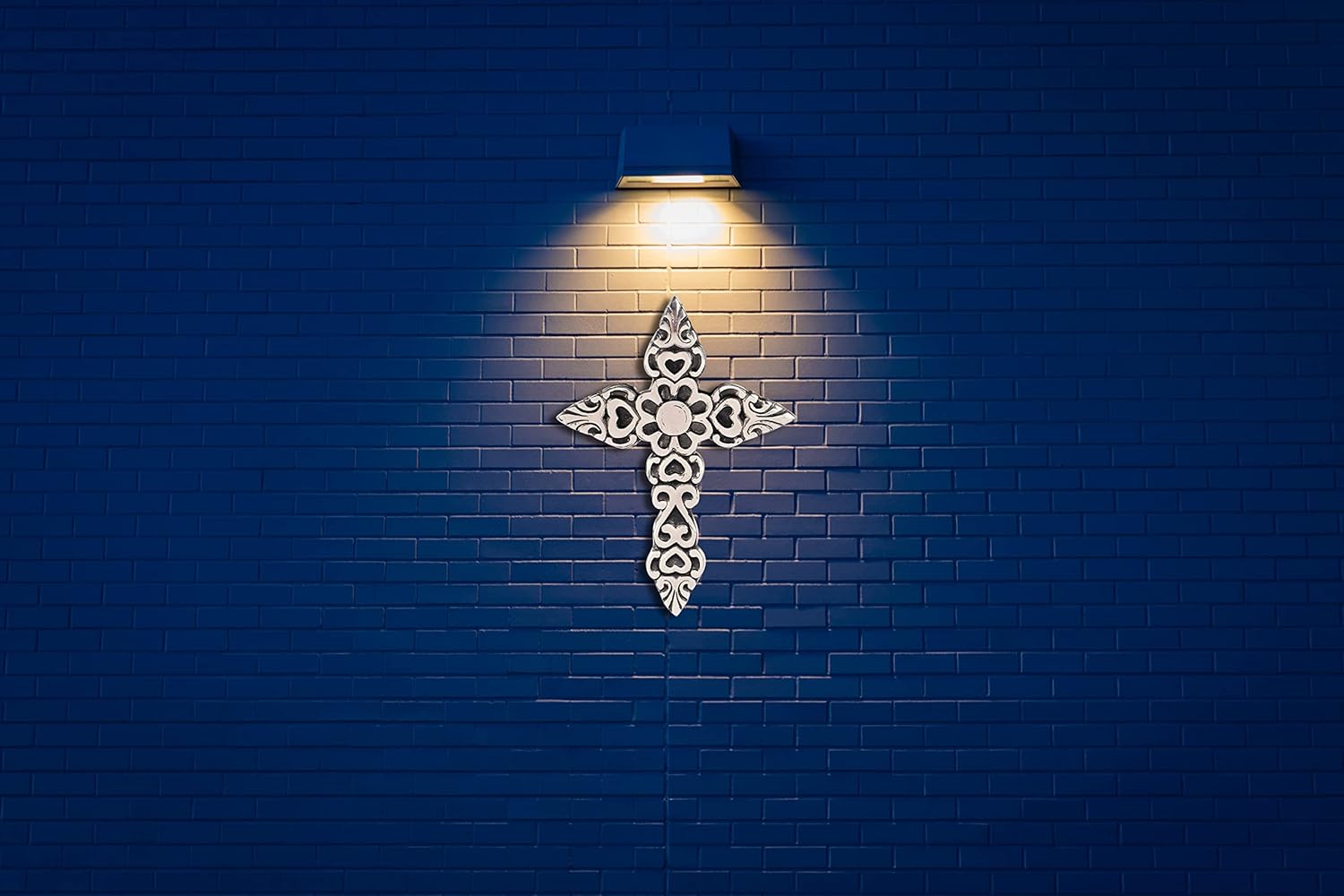 Ardour 97 Inch Antique Silver Black Wall Cross
