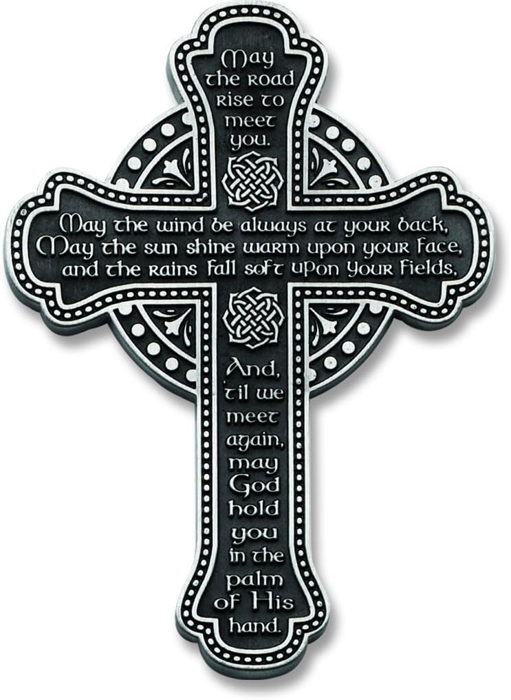 Cathedral Art Wall Cross Silver Pewter Engraving