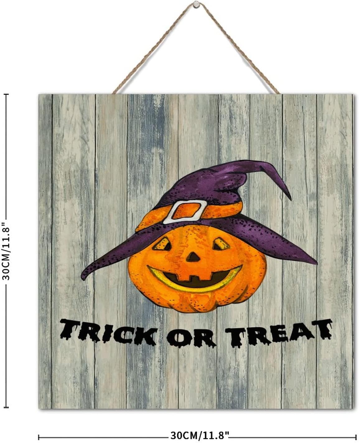 Trick Or Treat Halloween Wood Wall Sign 12x12 Inch 1