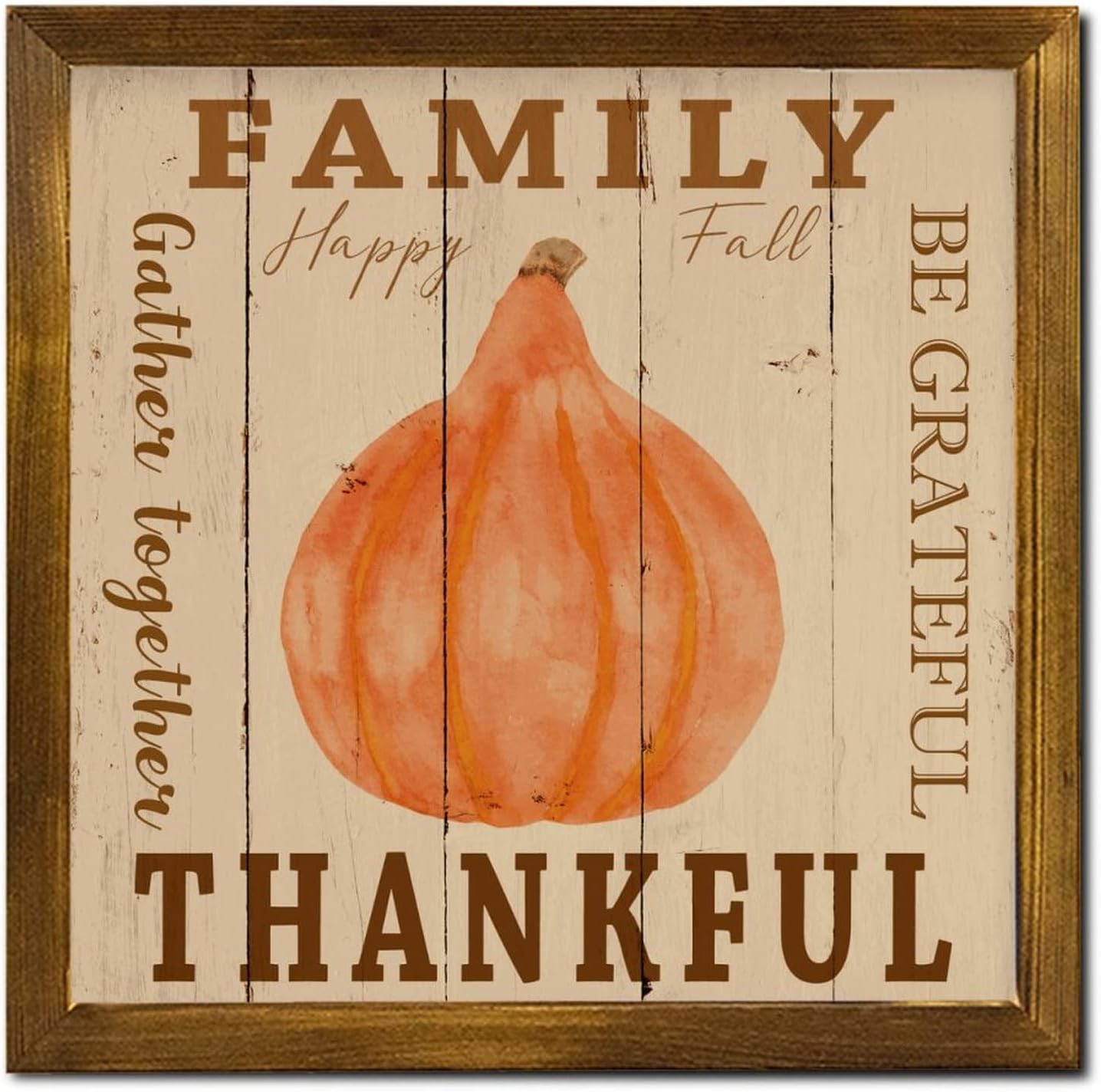 Be Grateful Family Gathering Wood Framed Thanksgiving Sign