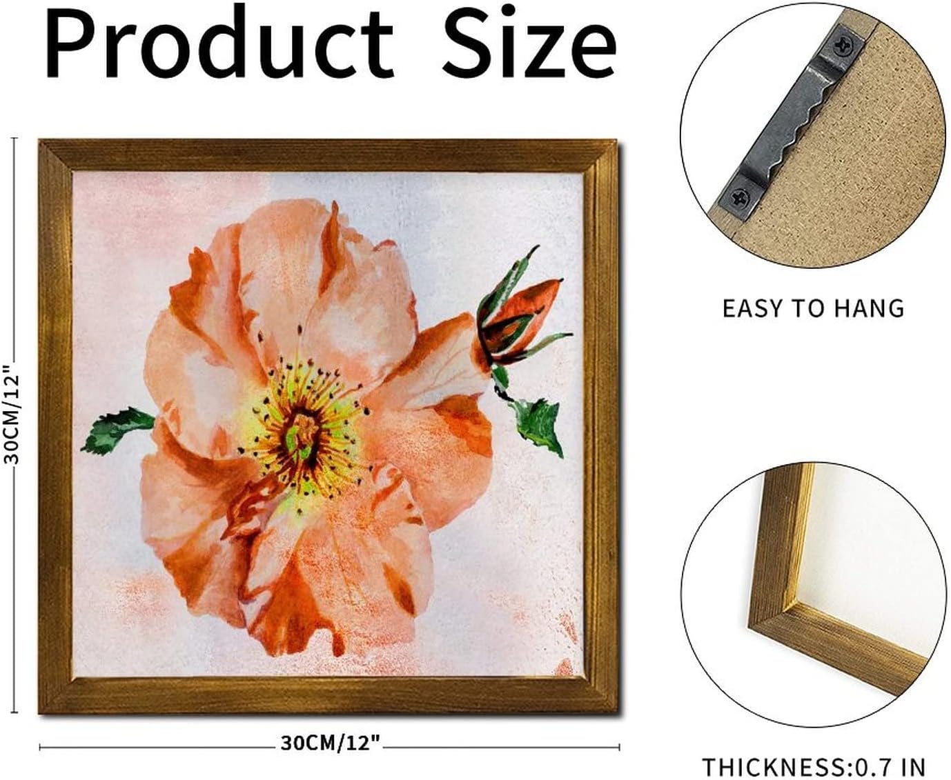 Retro Orange Hibiscus Flower Wood Wall Sign
