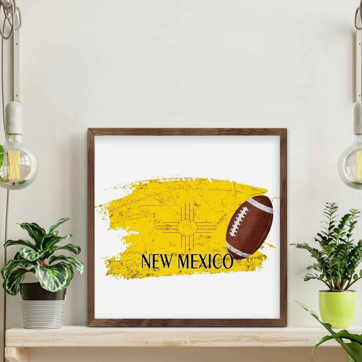 Football Theme New Mexico Framed Wood Sign Wall Decor