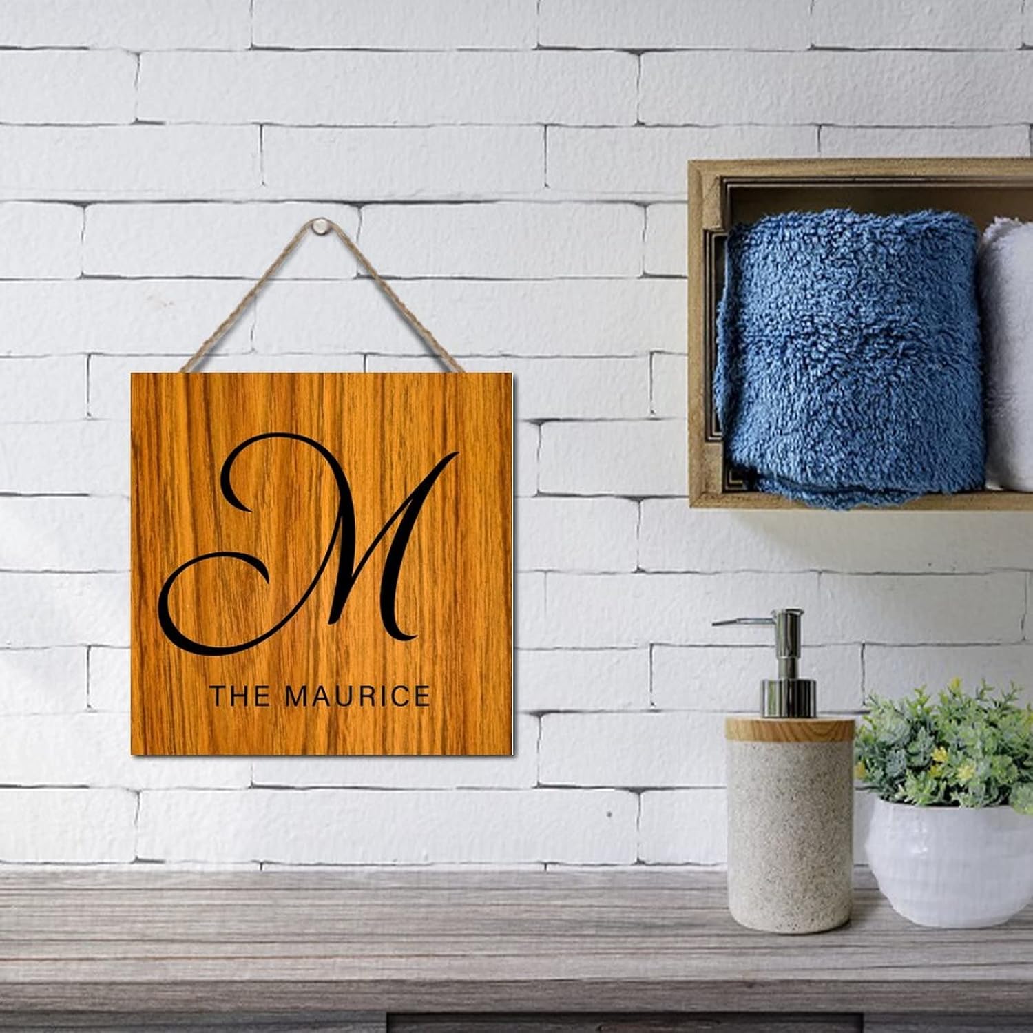 Personalized Wood Monogram Letter M Wall Decor 12x12in