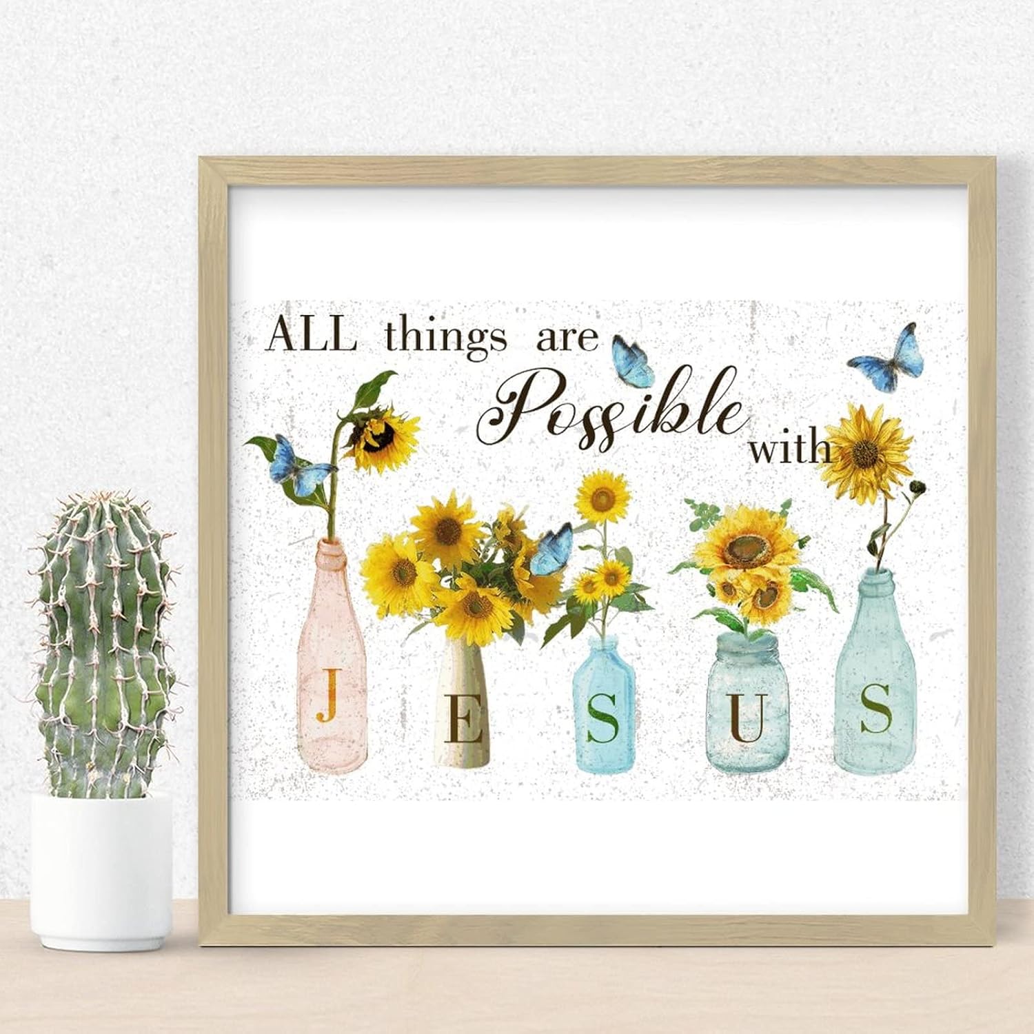 Sunflower in Vase Bible Verse Wall Decor Sign