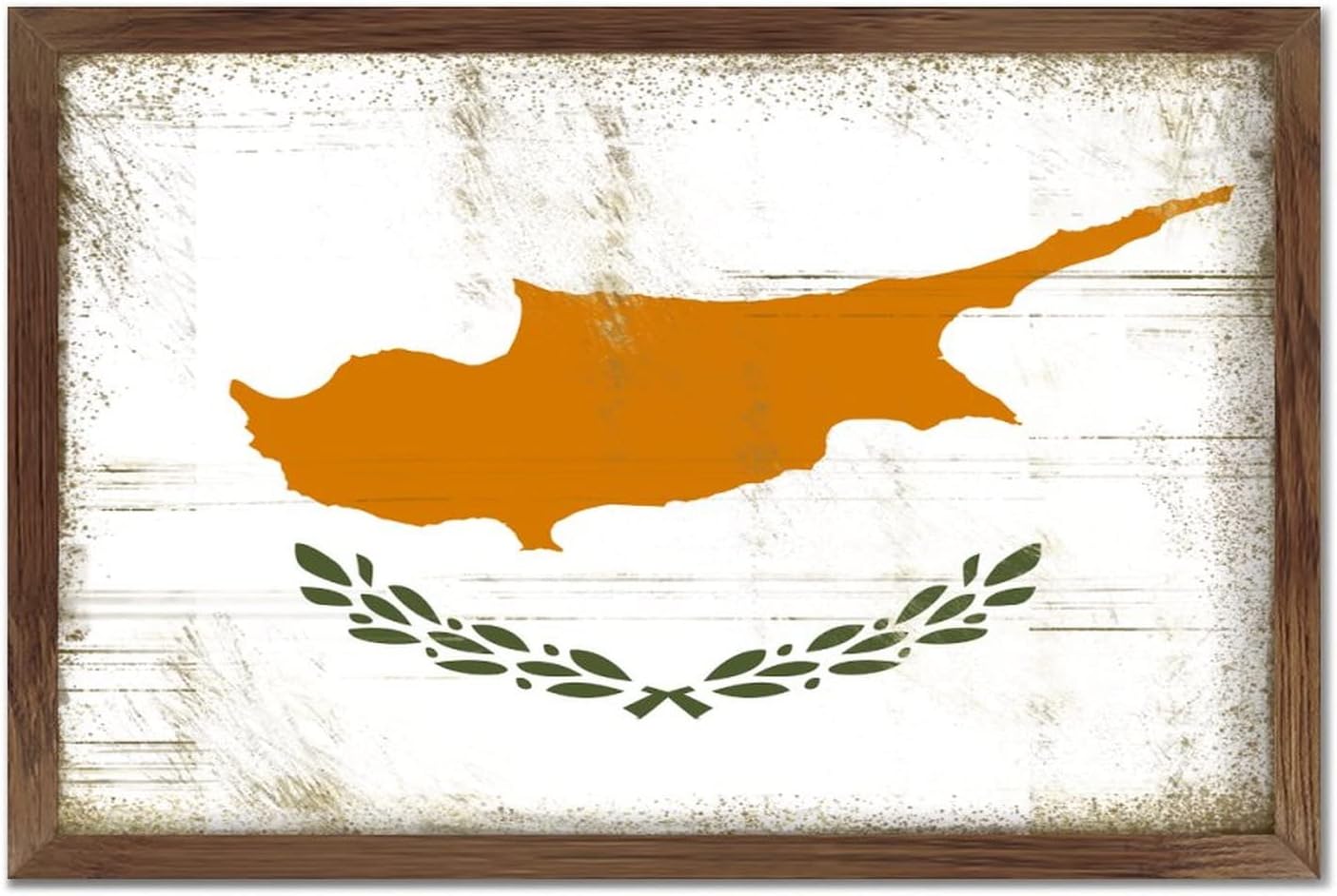 Christmas Farmhouse Decor Cyprus Flag Framed Wood Sign Wall Art