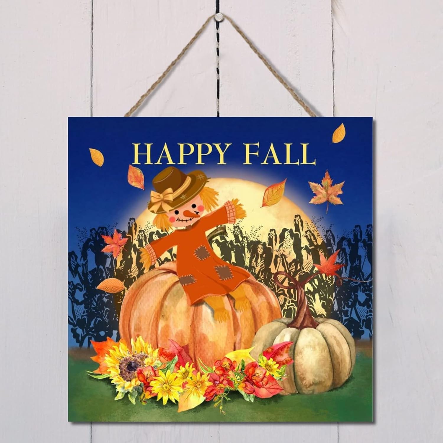 Wodevor Fall Thanksgiving Wood Sign 12x12in