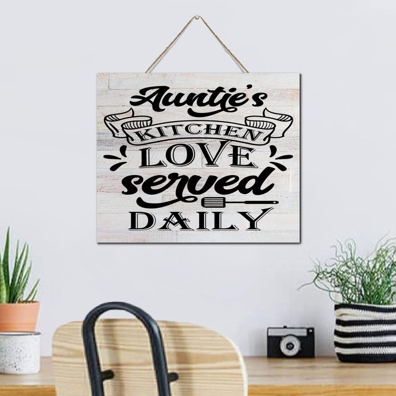 Aunties Kitchen Love Served Daily Wall Art Sign