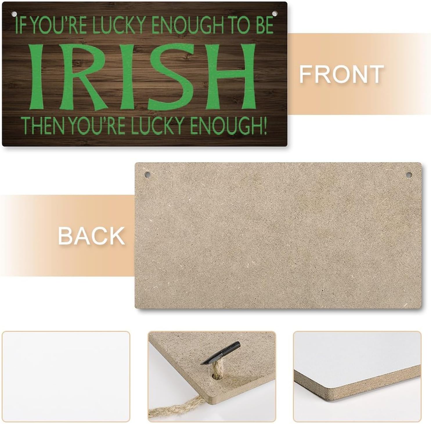 Penzedu Irish Luck Wooden Wall Sign 12x6