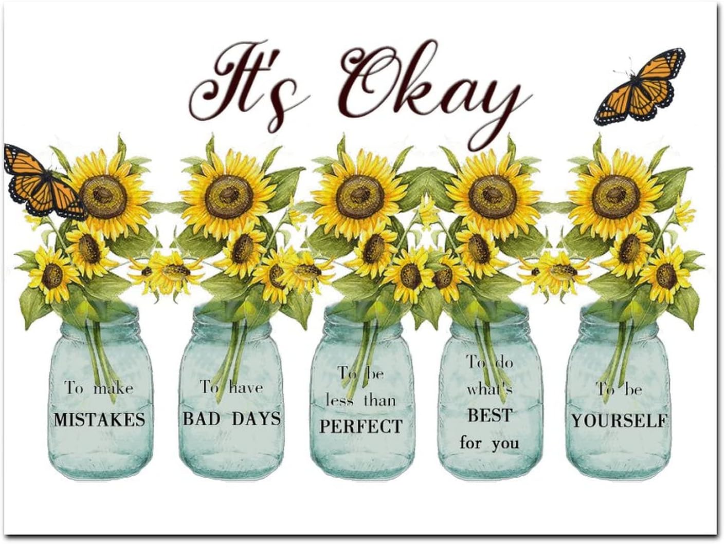 Wooden Sign with Sunflowers Vase and Butterfly
