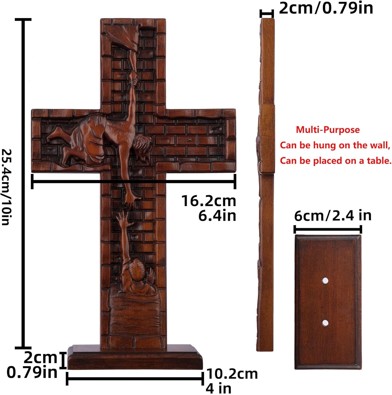 Texphw Wood Cross - 10in Christian Wall Decor