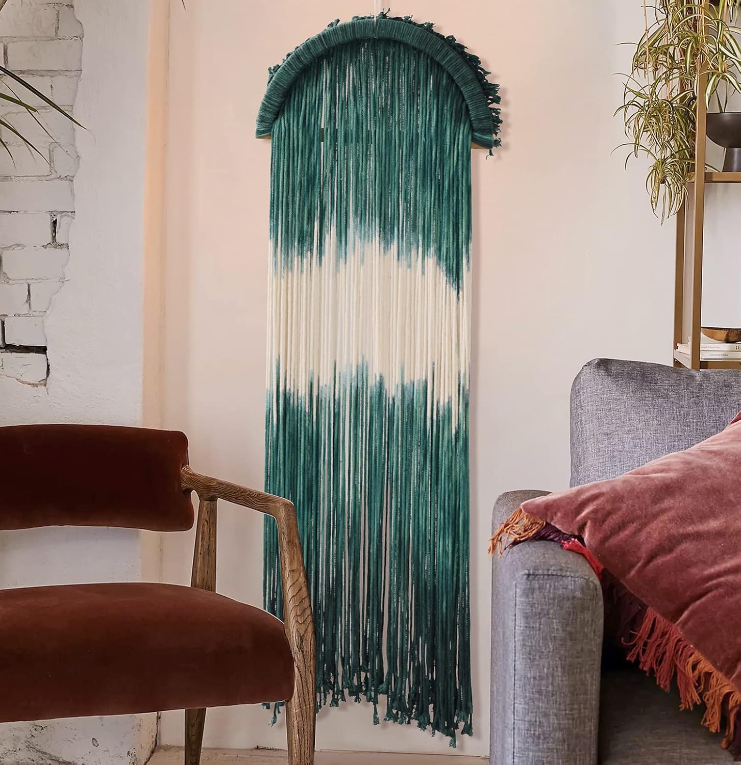 Flber Boho Macrame Wall Hanging Green Decor