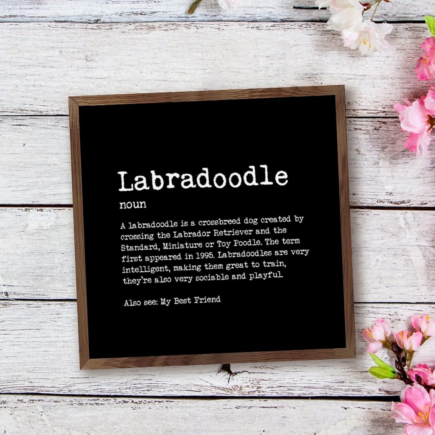 Farmhouse Decor Labradoodle Wood Framed Sign 12x12