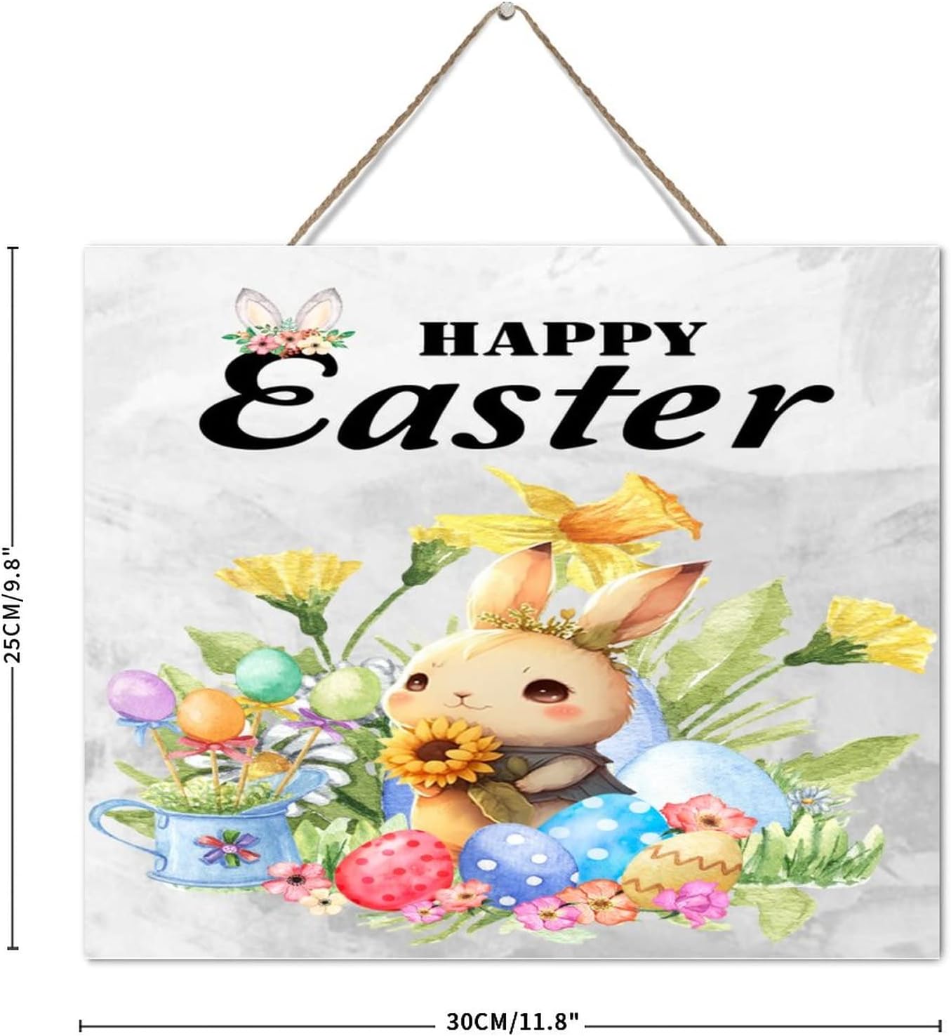 Autravelco Happy Easter Bunny Rabbit Wall Decor 10x12 Inch
