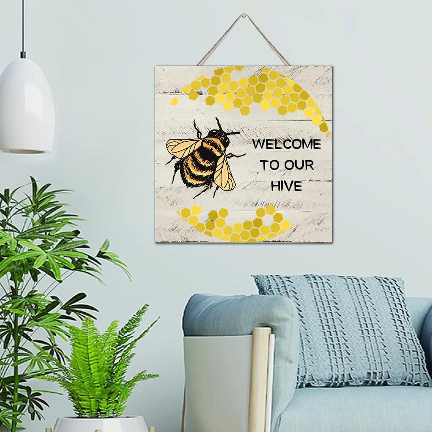 Rustic Wall Art Welcome to Our Hive Wood Sign 12x12 Inch