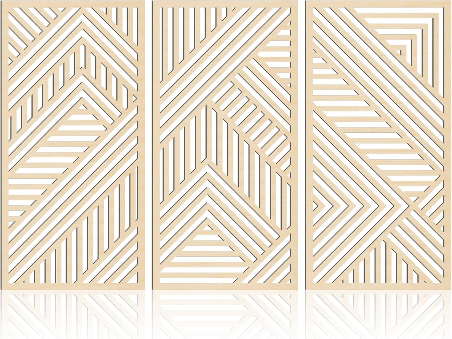 BINCUE 3D Geometry Wood Wall Art Decor 3 Panels