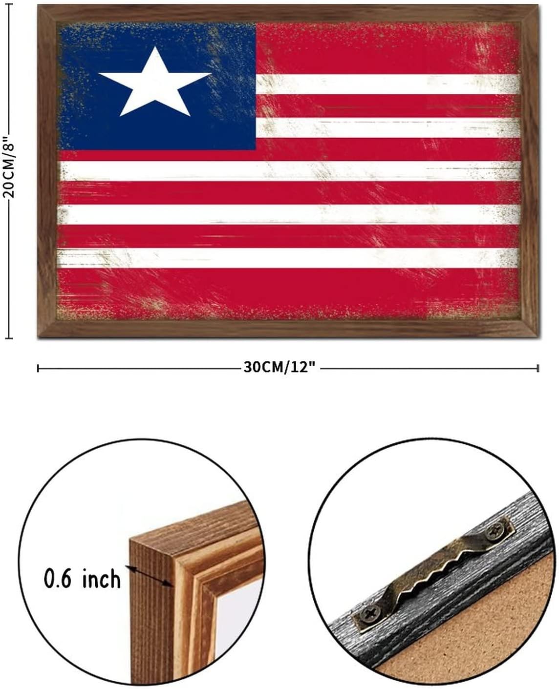 Liberia Flag Wood Framed Sign Wall Art