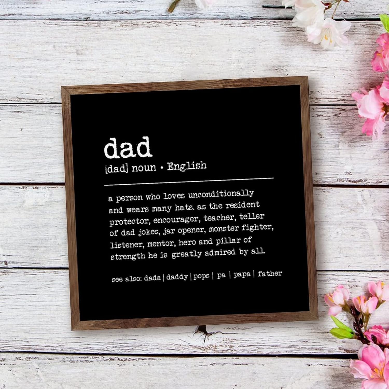 Farmhouse Decor Dad Definition Framed Wood Sign 12x12