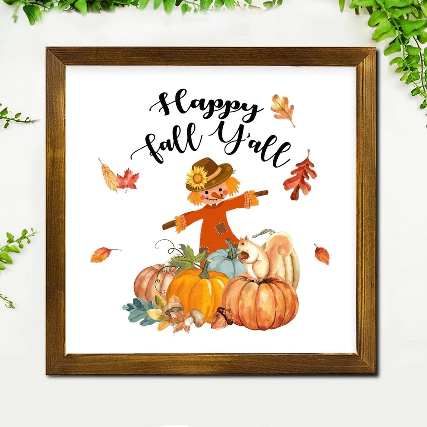 Thanksgiving Autumn Pumpkin Wood Framed Sign