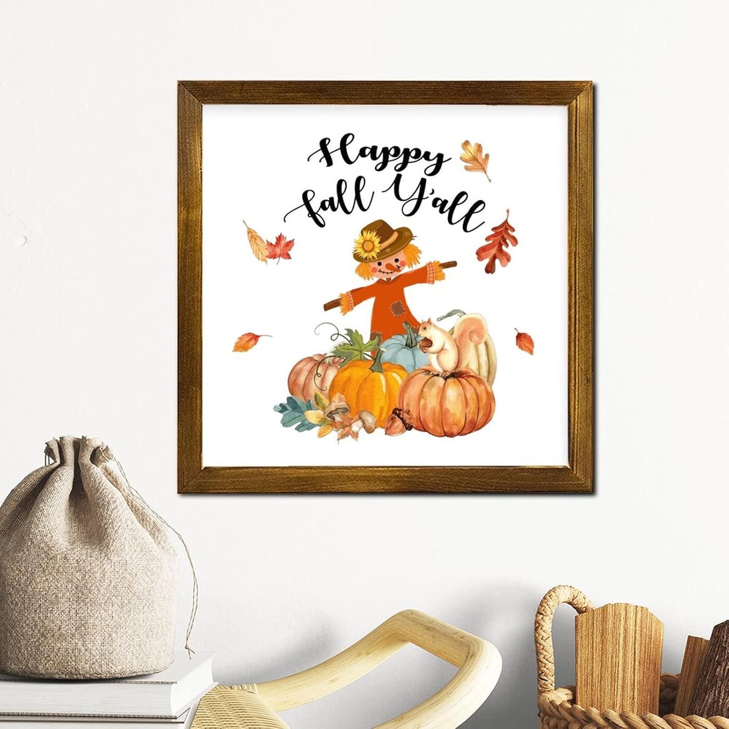 Thanksgiving Autumn Pumpkin Wood Framed Sign