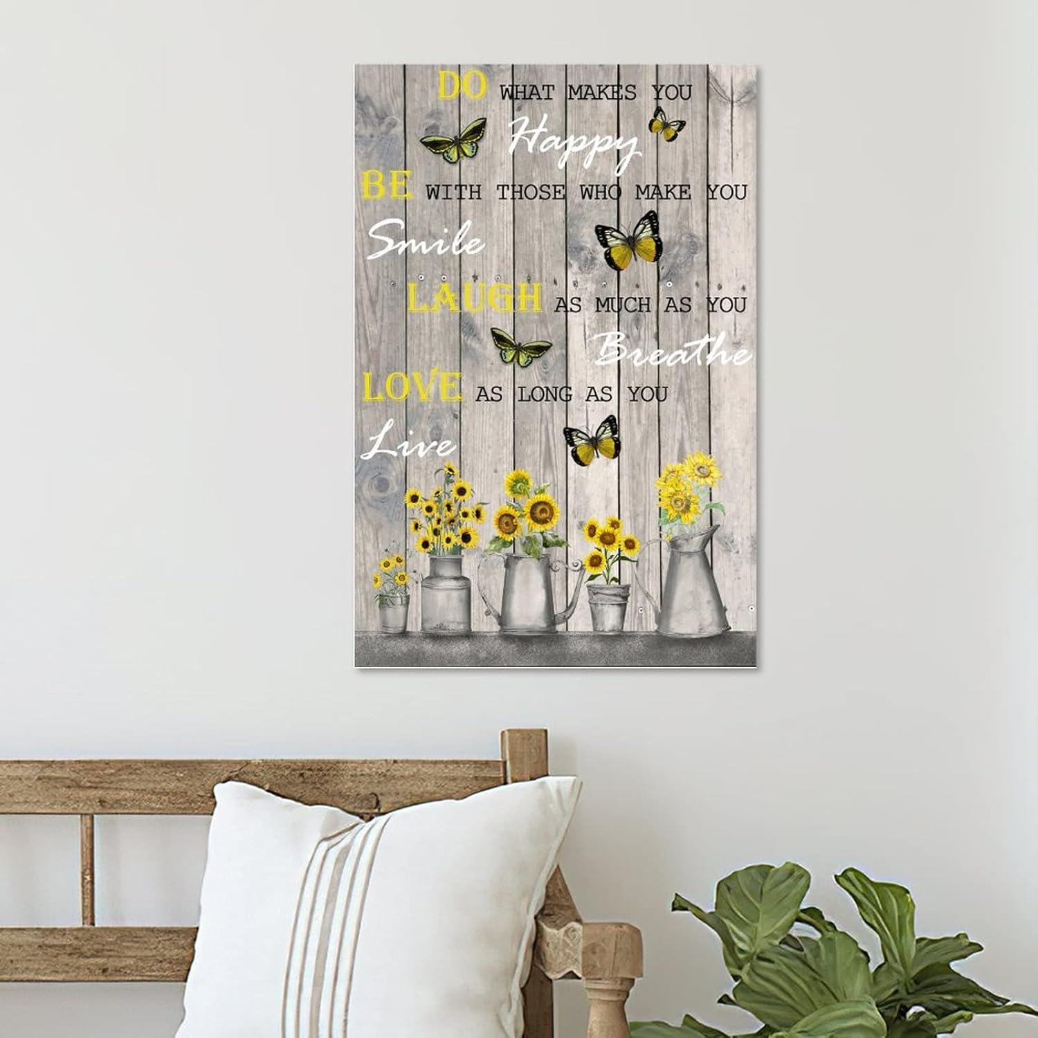 Wood Plaque with Sunflower and Butterfly Design 12x18in