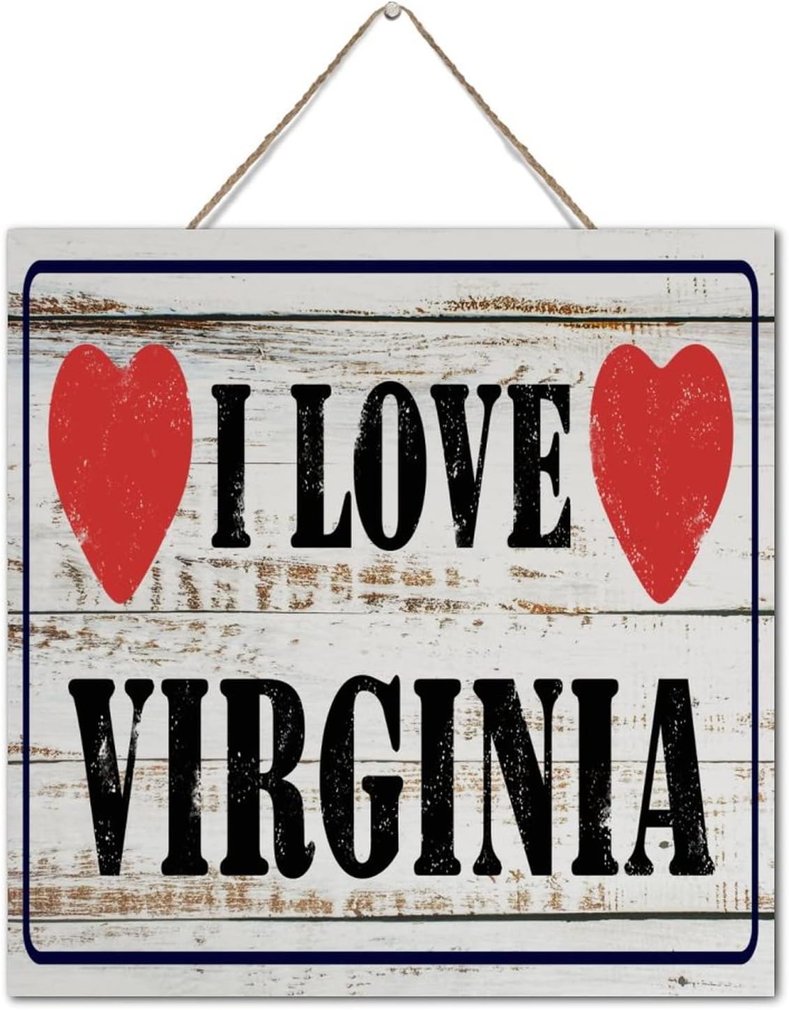 Autravelco I Love Virginia Wood Sign 12x12 Inch