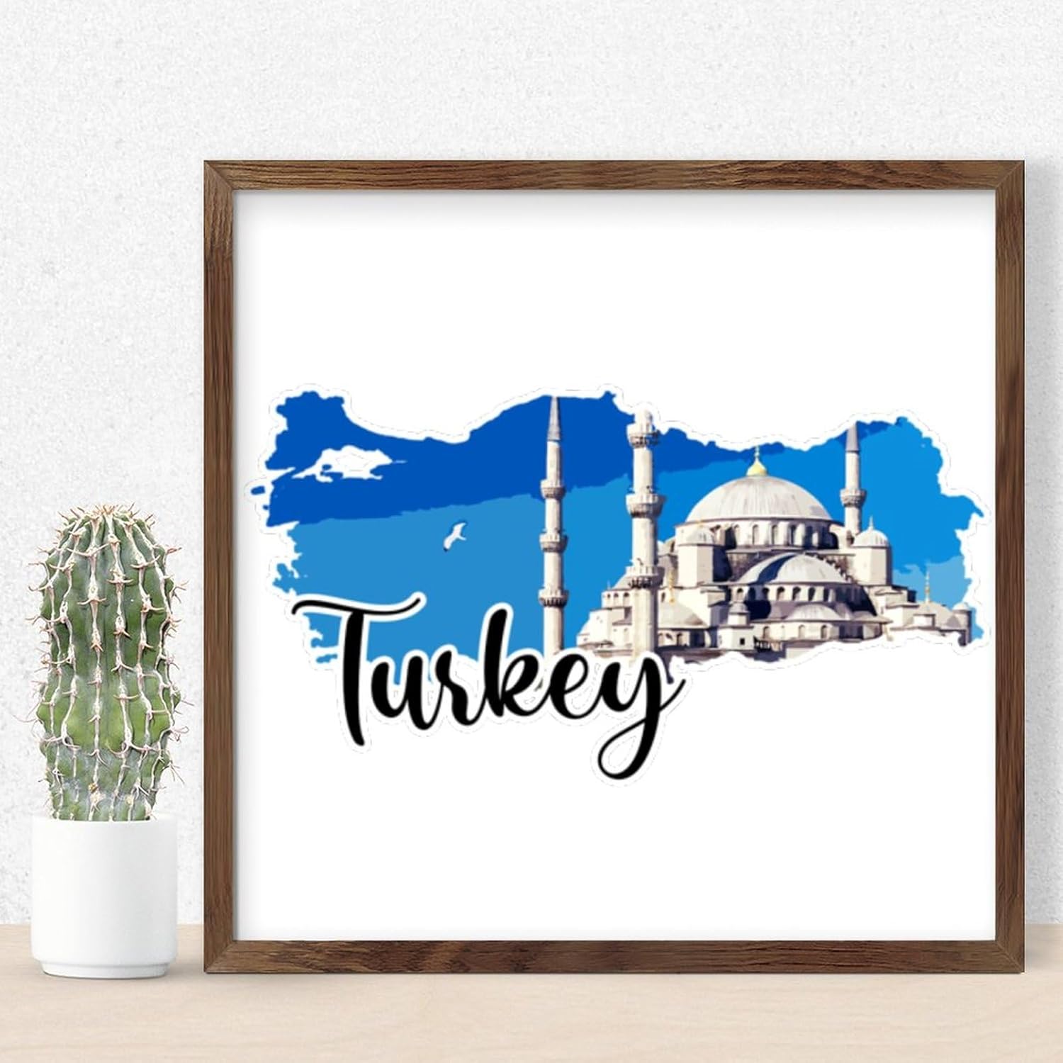 Rustic Framed Wooden Turkey Wall Decor Sign