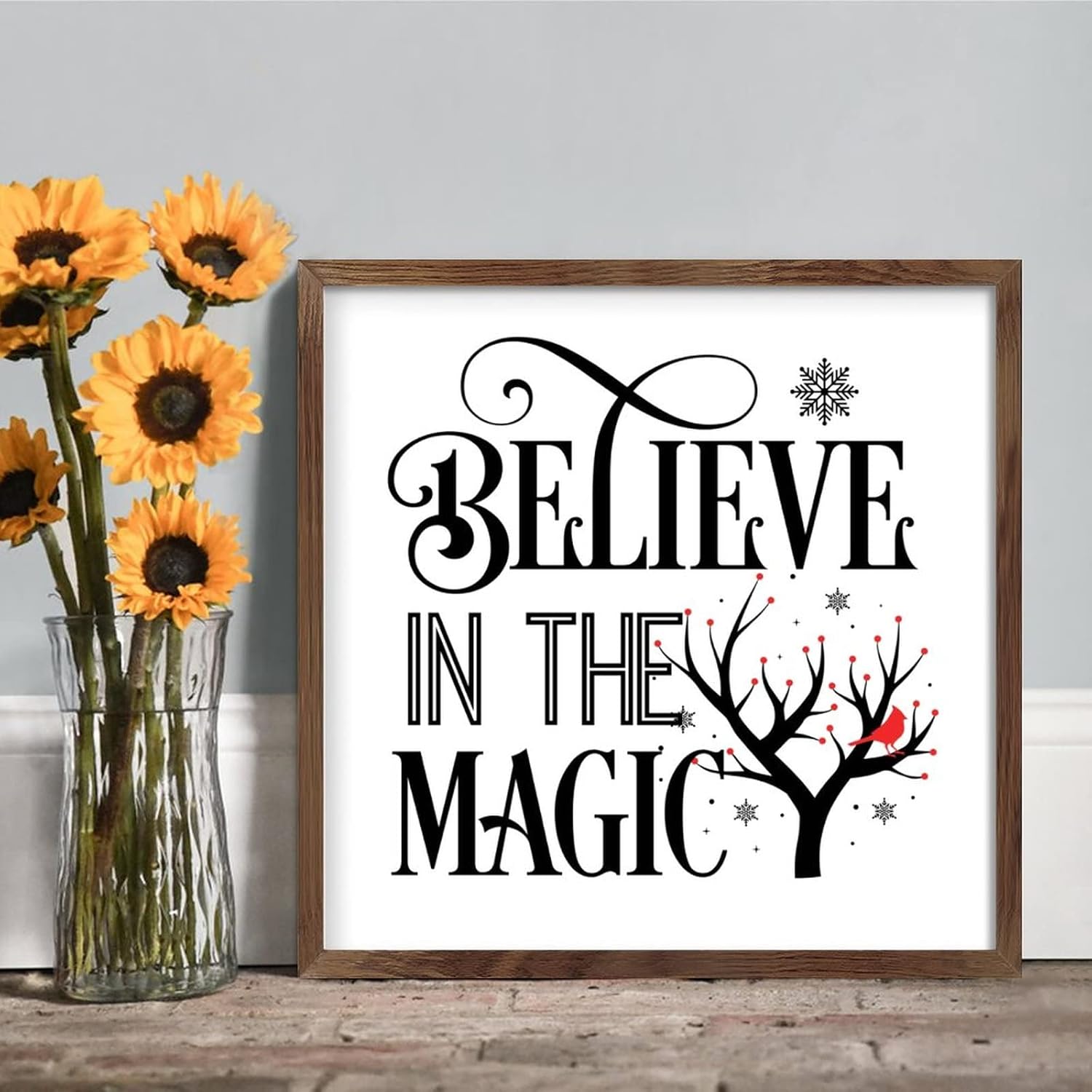 Red Birds Memorial Quote Wood Framed Wall Decor