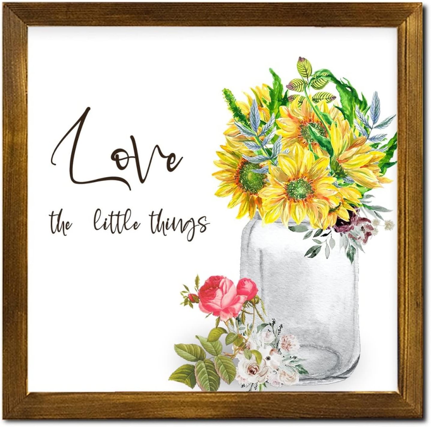 Love The Little Things Wood Framed Spring Sunflower Sign