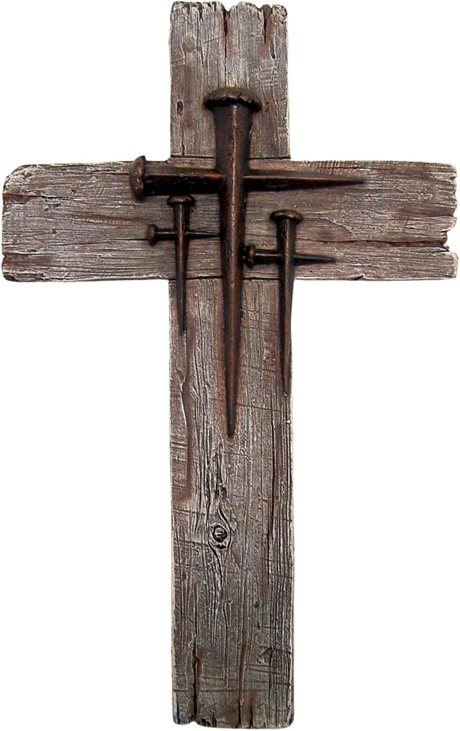 Rustic Wood Look Wall Cross with Three Nail Crosses
