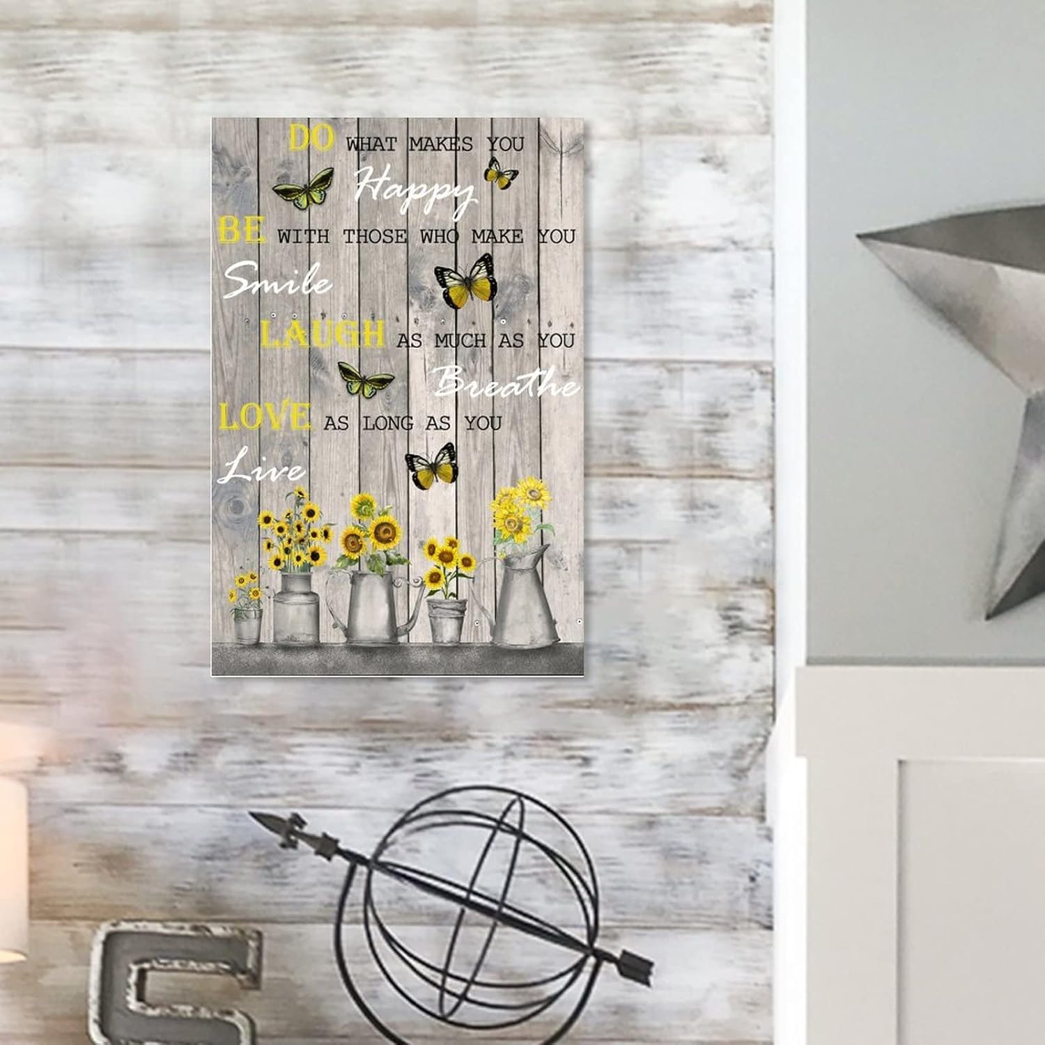 Wood Plaque with Sunflower and Butterfly Design 12x18in