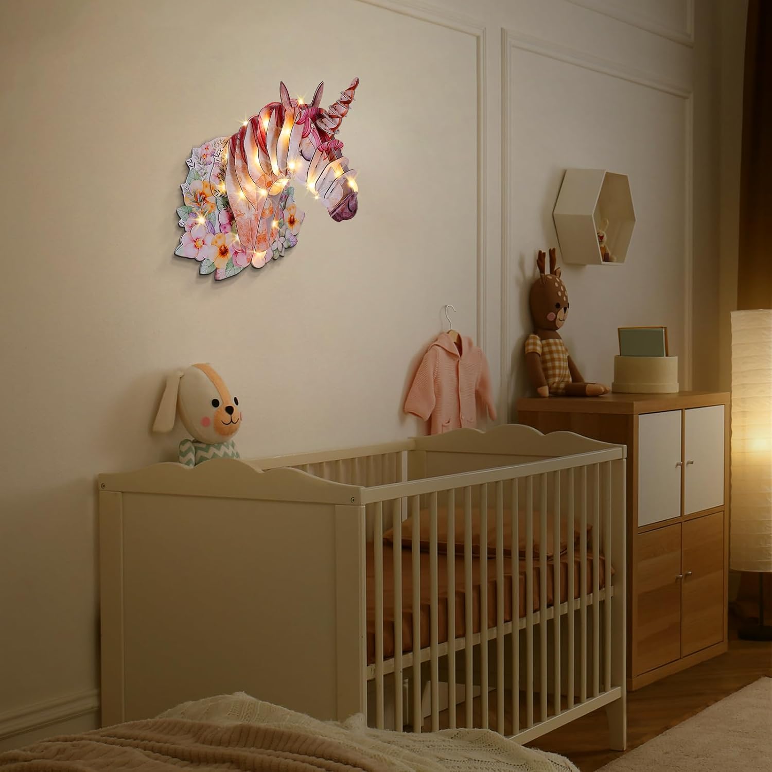 3D Glitter Unicorn Wall Art with LED Lights