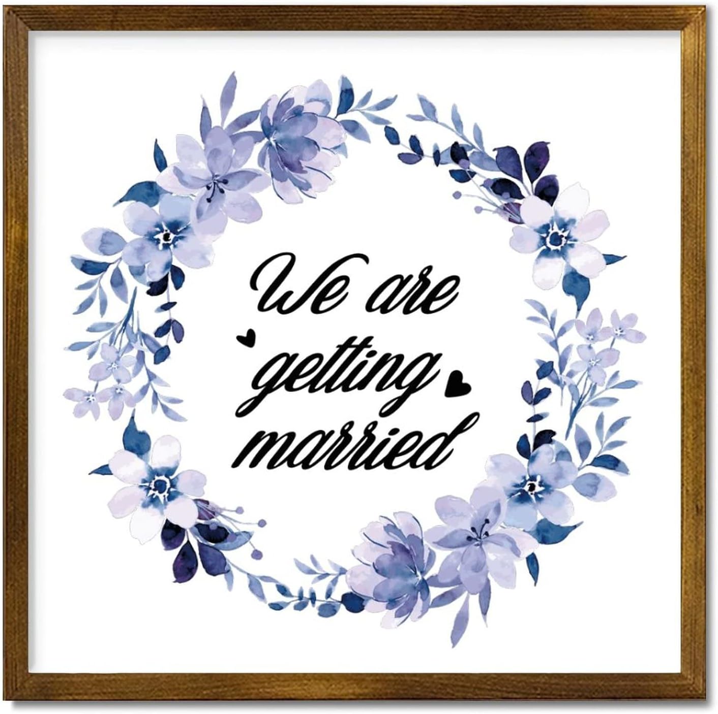 Farmhouse Rustic Wood Frame Wedding Sign Decor 12x12 Inch