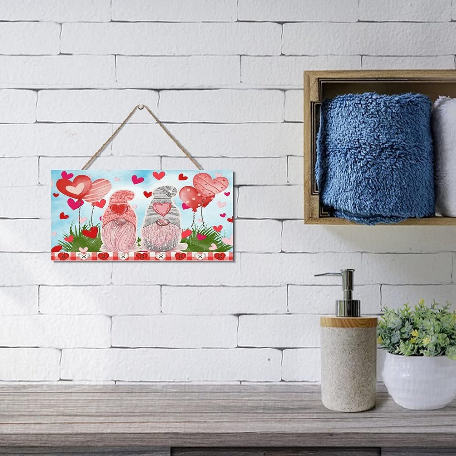 Valentines Day Gnomes with Love Heart Wooden Sign