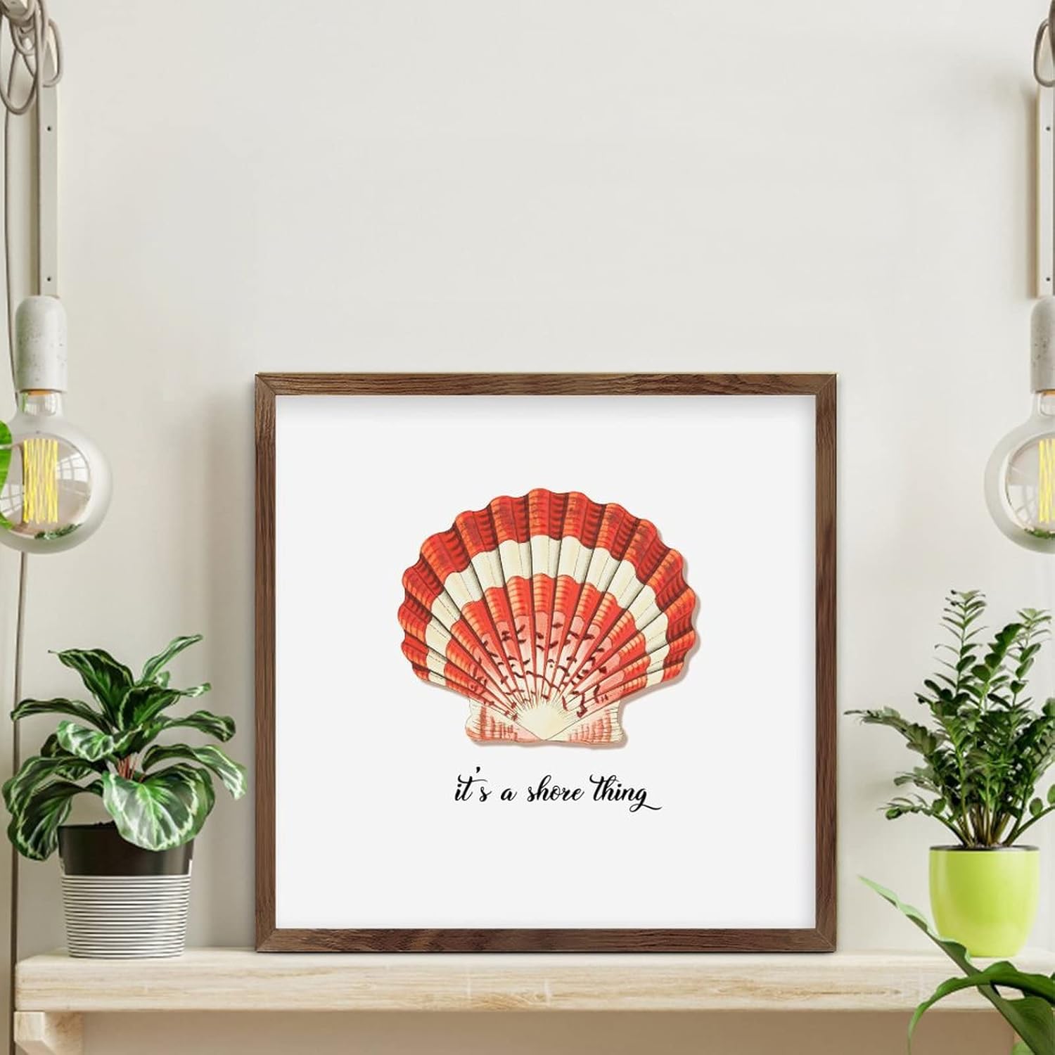 Its A Shore Thing Sea Snail Wood Sign Framed 12x12in