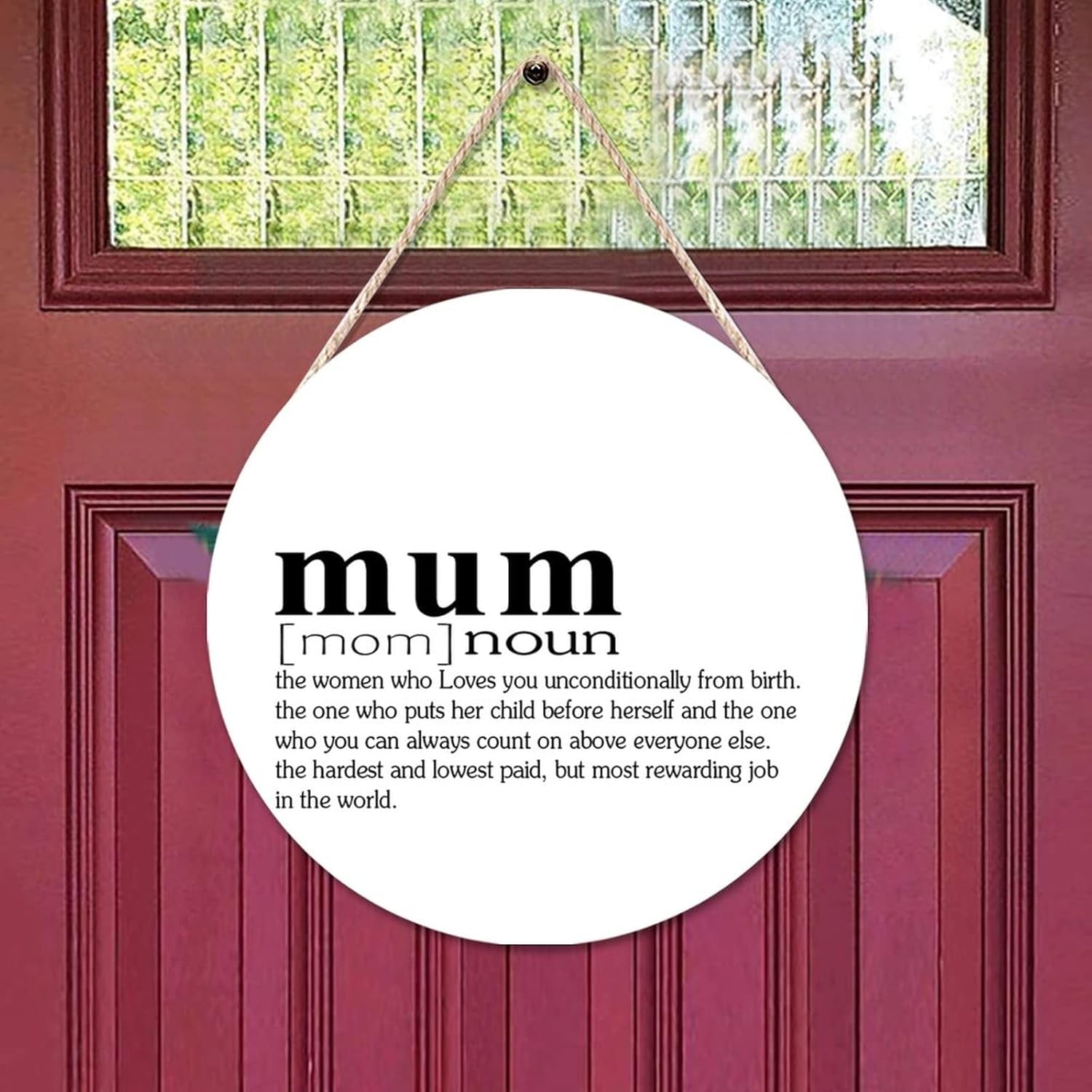 Funny Noun Dictionary Definition of Mum Round Wood Sign