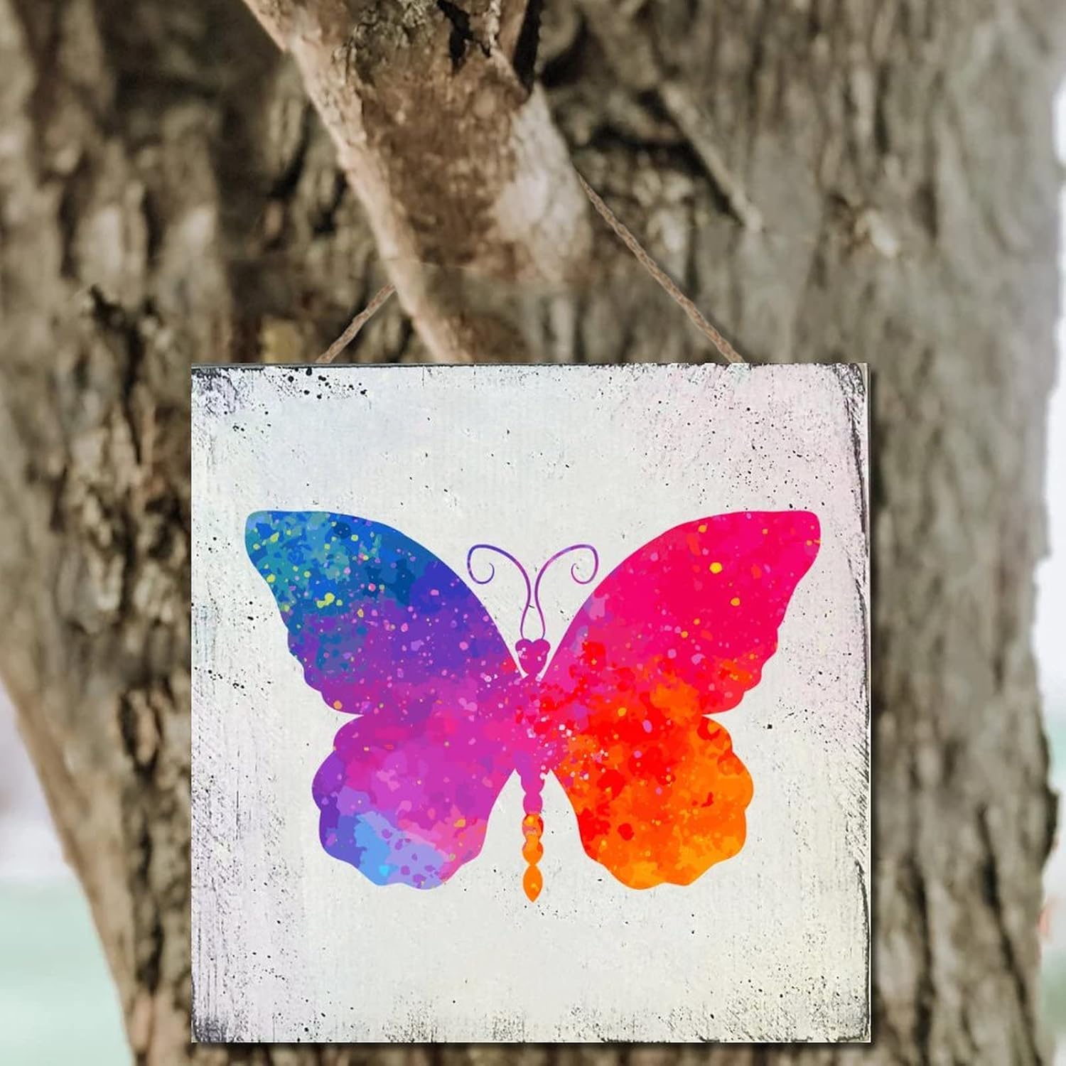 Wodevor Butterfly Splashing Wood Wall Sign 12x12in