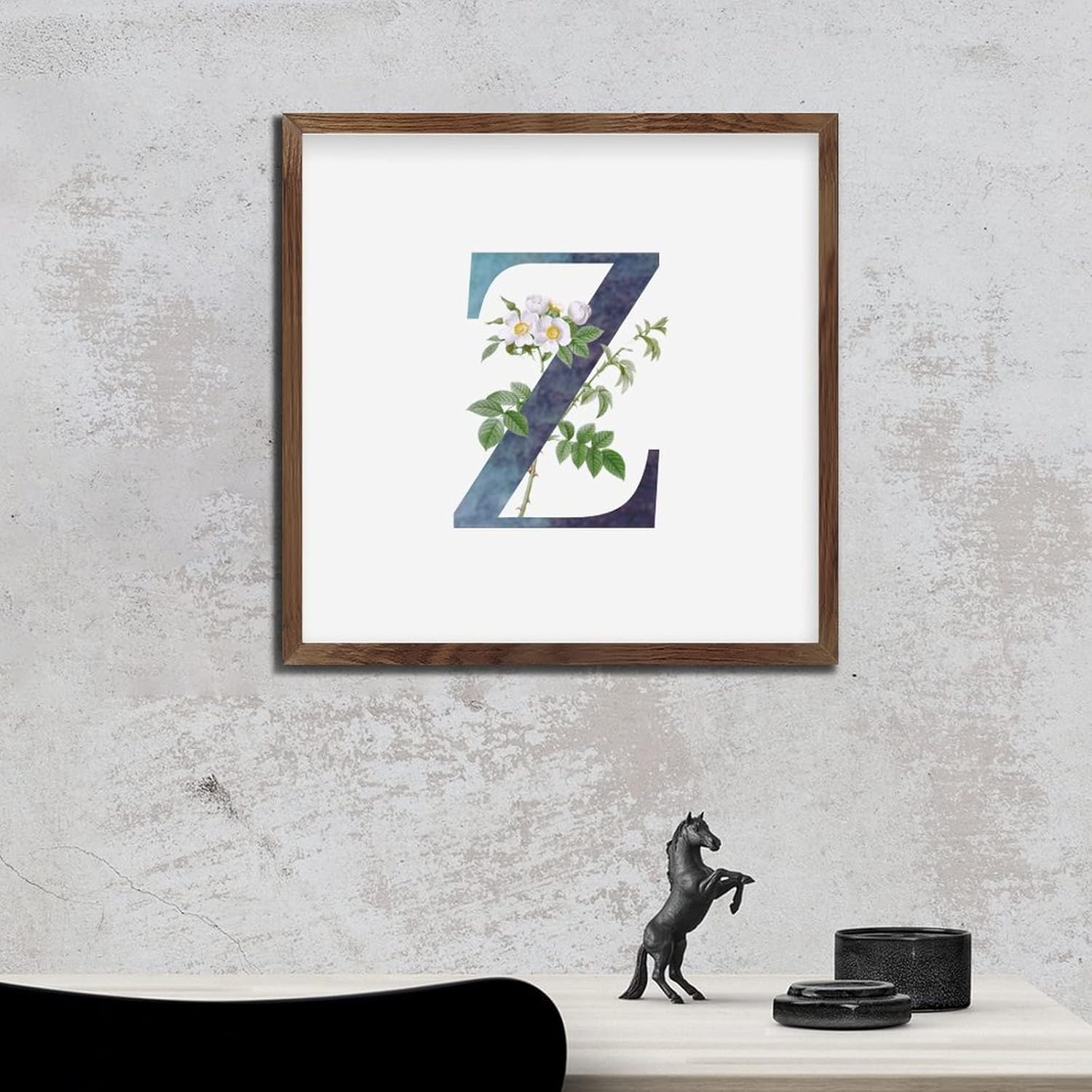 Rustic Wooden Wall Table Sign Initial Z Blue Green Monogram