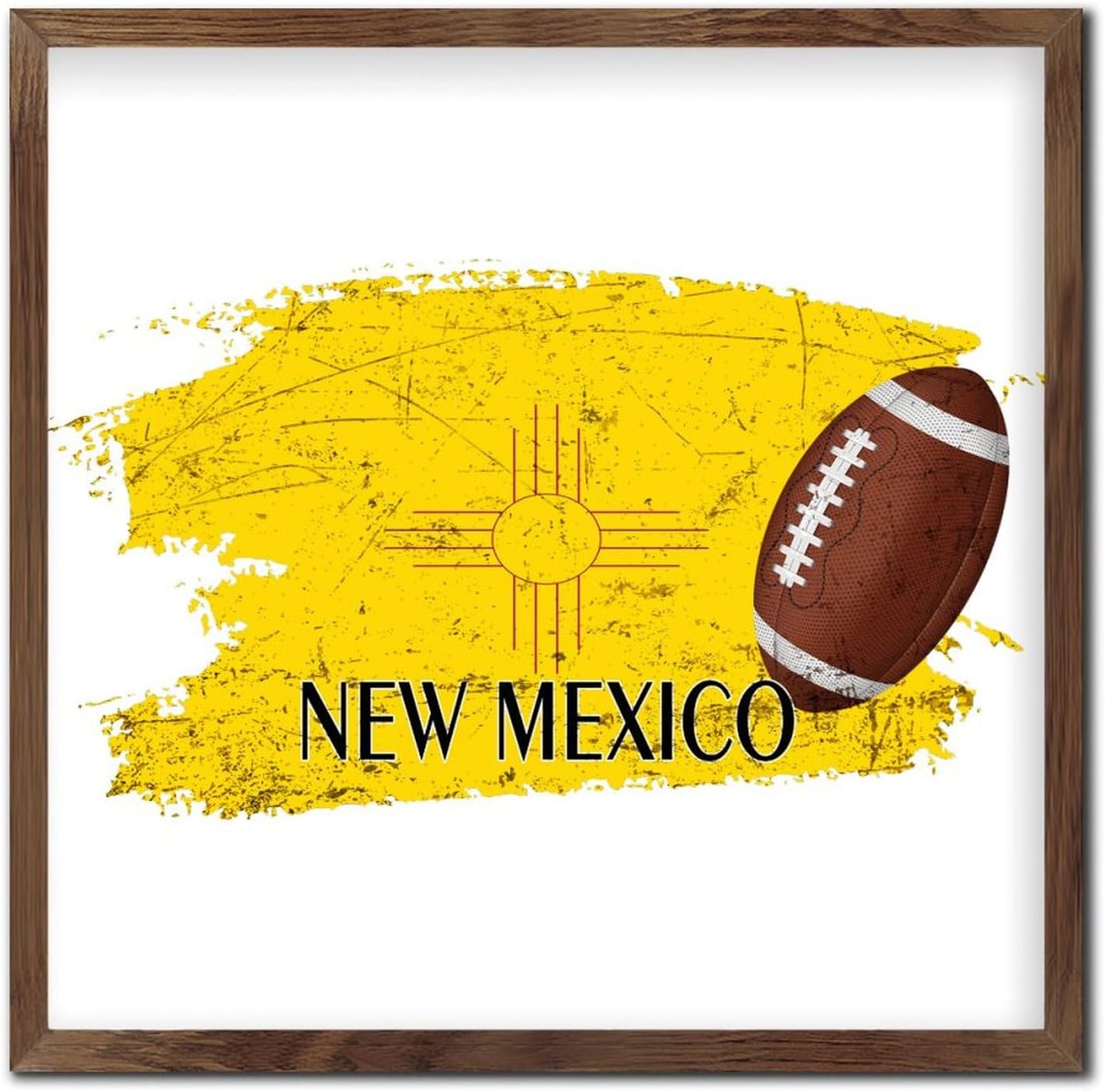 Football Theme New Mexico Framed Wood Sign Wall Decor