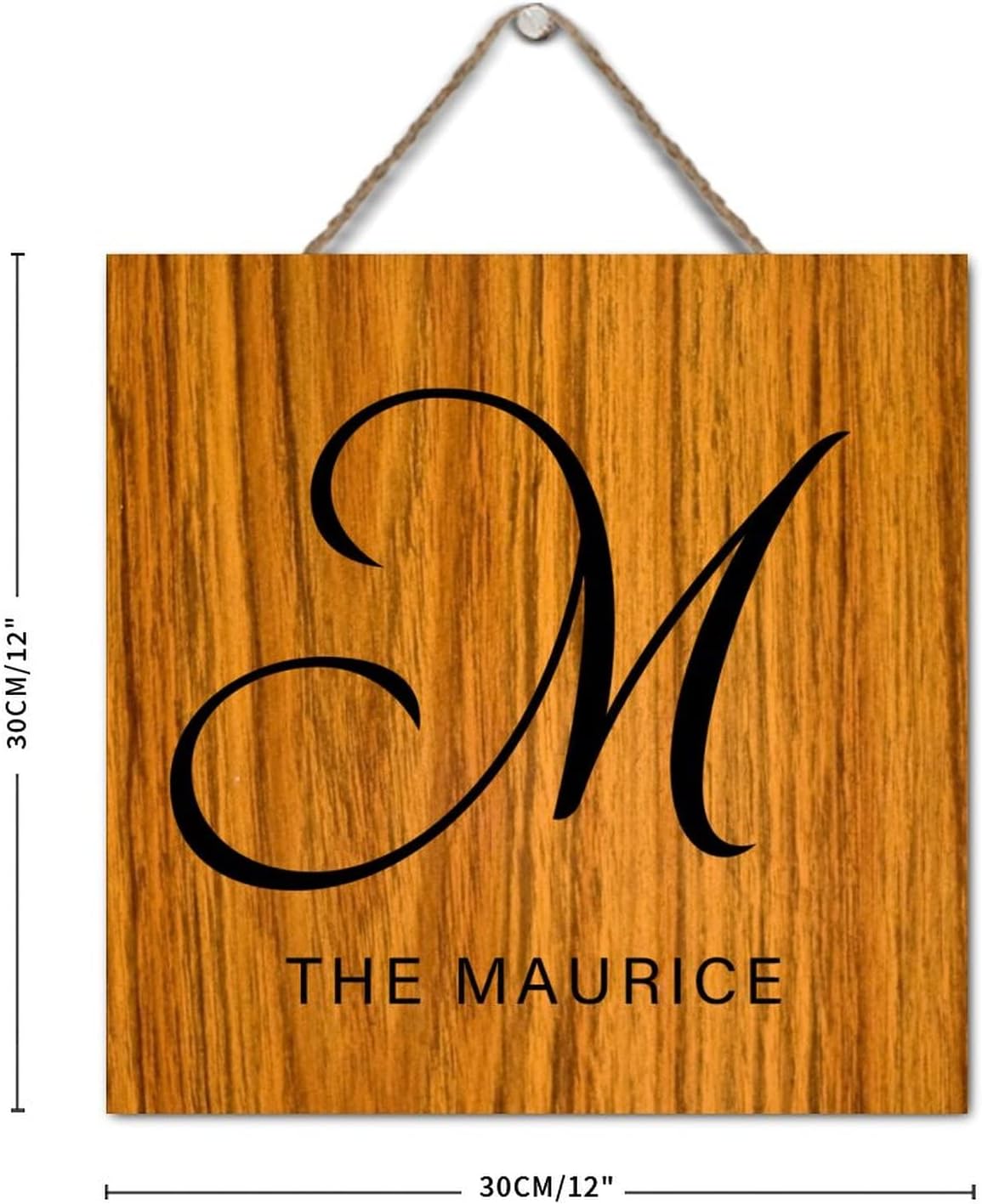 Personalized Wood Monogram Letter M Wall Decor 12x12in